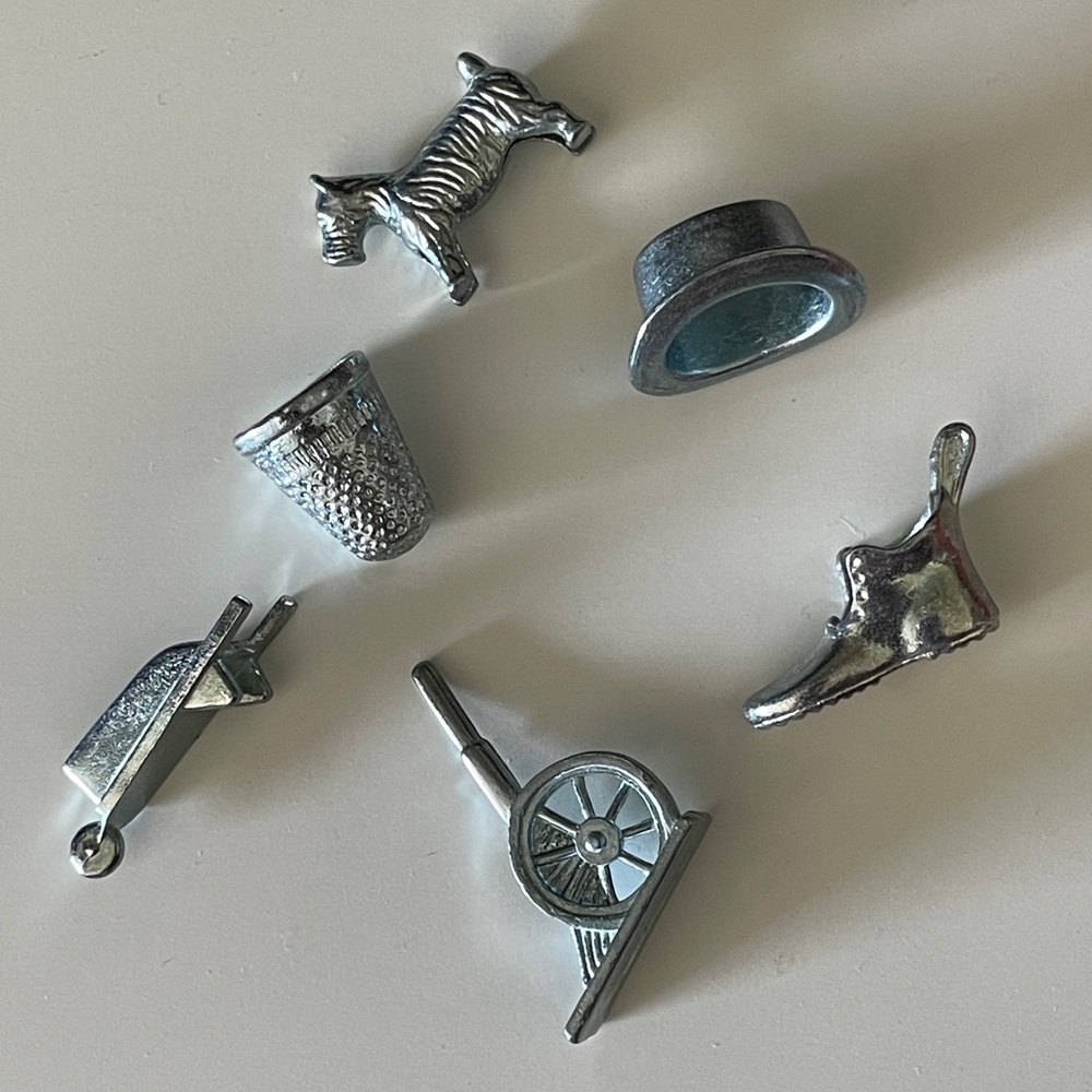 Silver Monopoly Game Tokens Set